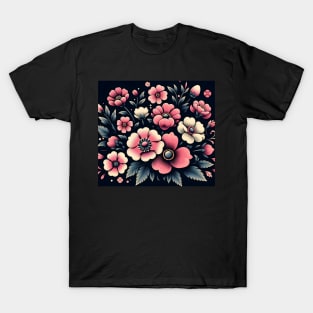 Pink Floral Illustration T-Shirt